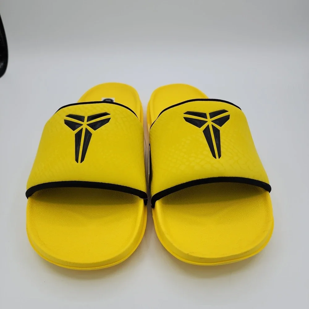 Nike Kobe Off Court Slides Mens 11 Lightning Yellow‎ Black Mamba Logo Sandal NEW